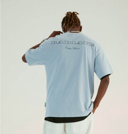Light Blue Star Light White Pigeon Print T-Shirt For Men MuddyStock
