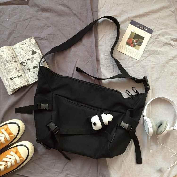 Ins Japanese Harajuku Dark Fan Can Tooling Canvas Bag Female Korean Wild Pure Color Student One-Shoulder Messenger Bag G MuddyStock