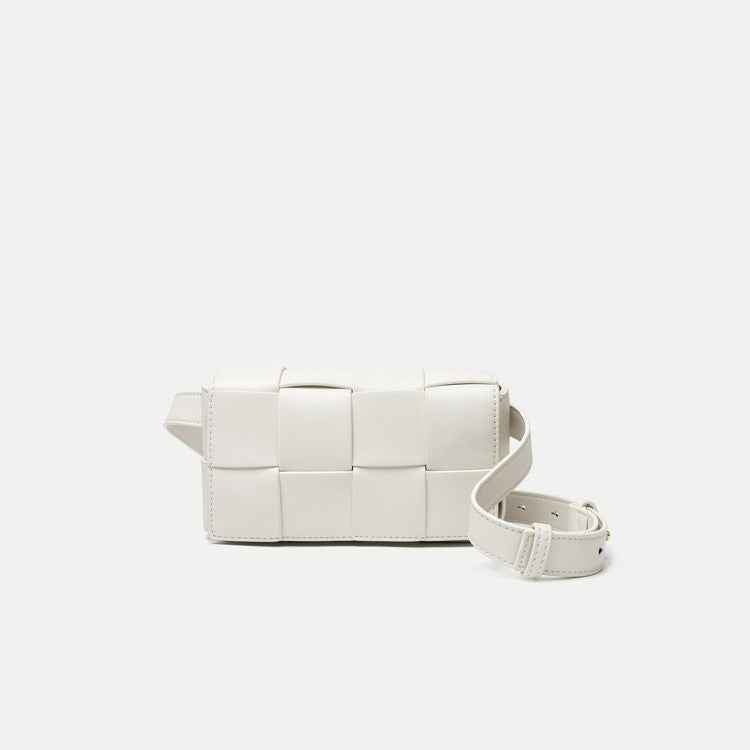 Lattice Woven Chest Bag Diagonal White