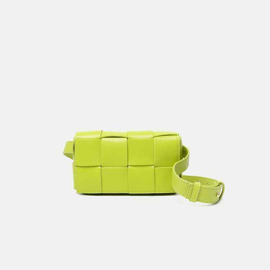 Lattice Woven Chest Bag Diagonal Green