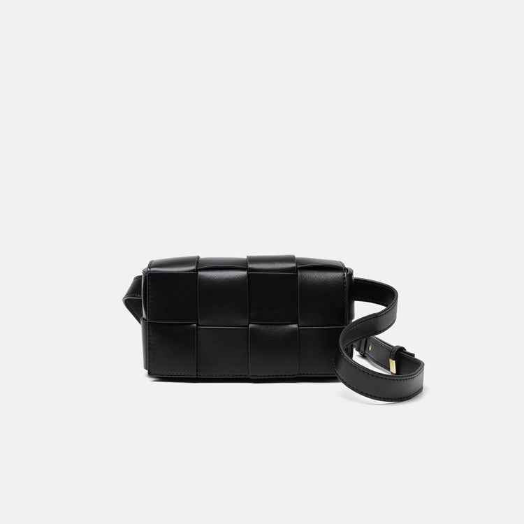 Lattice Woven Chest Bag Diagonal Black