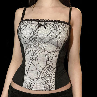 Spider web Tank Top For Women White All Products