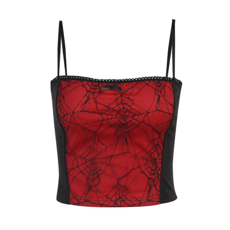 Spider web Tank Top For Women Red All Products