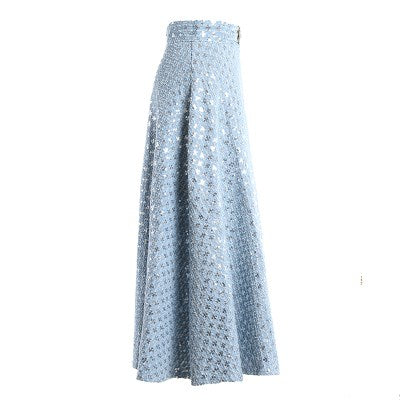 Mid-length Sequins Retro High-waisted Umbrella Skirt All Products