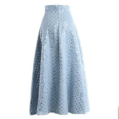 Mid-length Sequins Retro High-waisted Umbrella Skirt All Products
