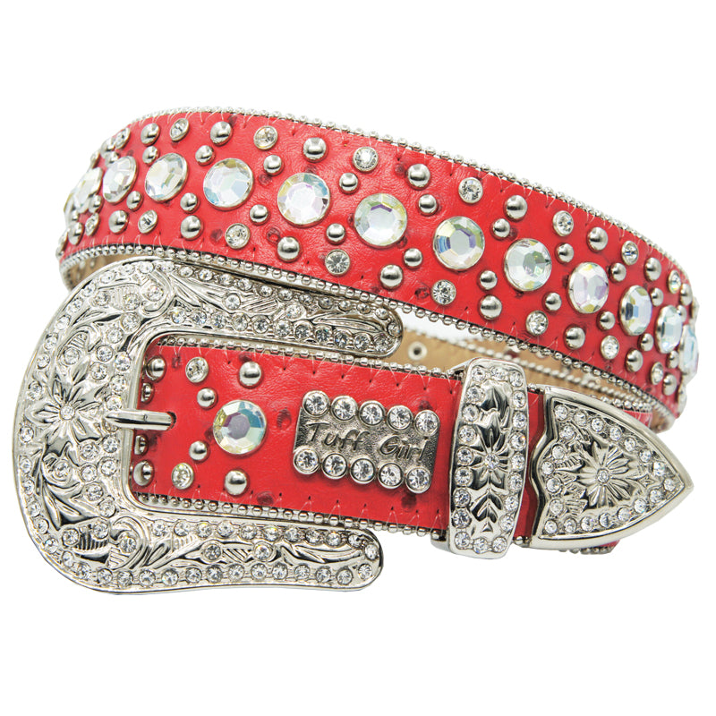 Rhinestone Decoration Belt For Women Red
