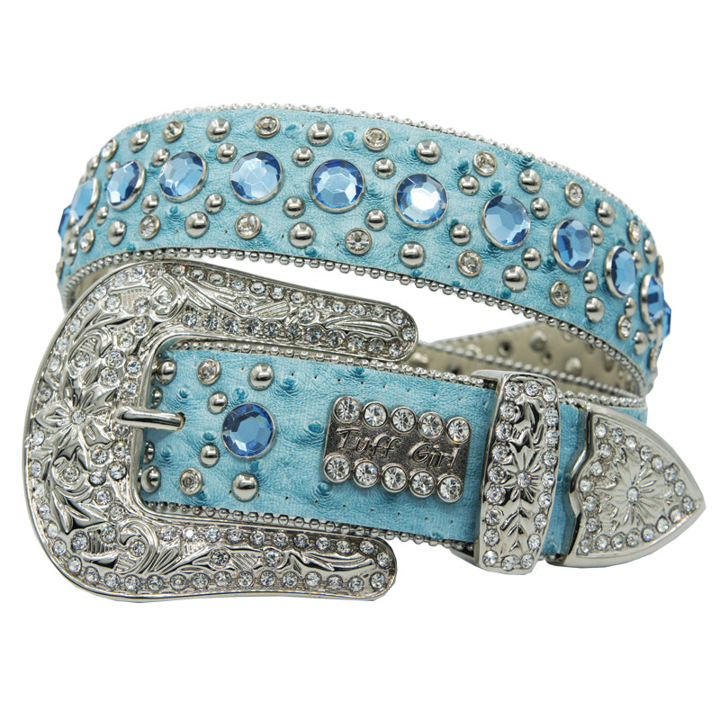 Rhinestone Decoration Belt For Women Blue