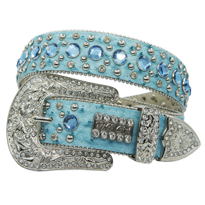 Rhinestone Decoration Belt For Women Blue