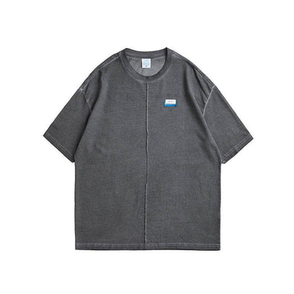 Hand-made Old Wash T-shirt For Men And Women Grey MuddyStock