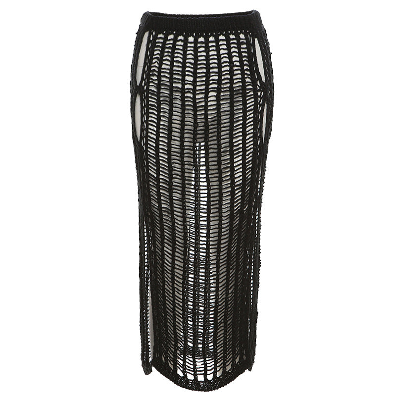 Crochet Knitted Long Skirts For Women Black One size All Products