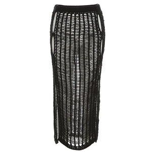 Crochet Knitted Long Skirts For Women Black One size All Products