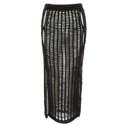 Crochet Knitted Long Skirts For Women Black One size All Products
