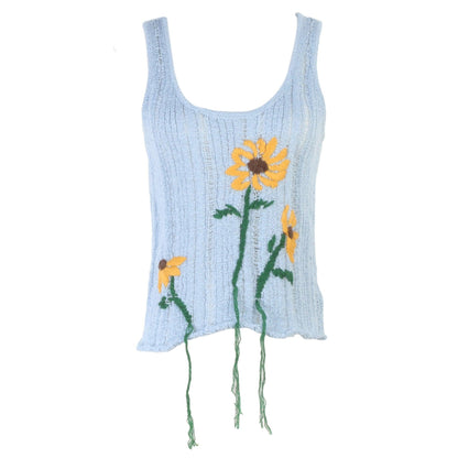 Sleeveless round neck top for women | MuddyStock Originals Blue