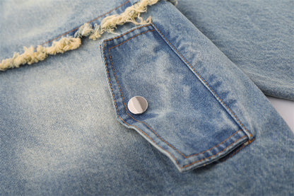 Loose Washed And Worn Jacket For Men MuddyStock null