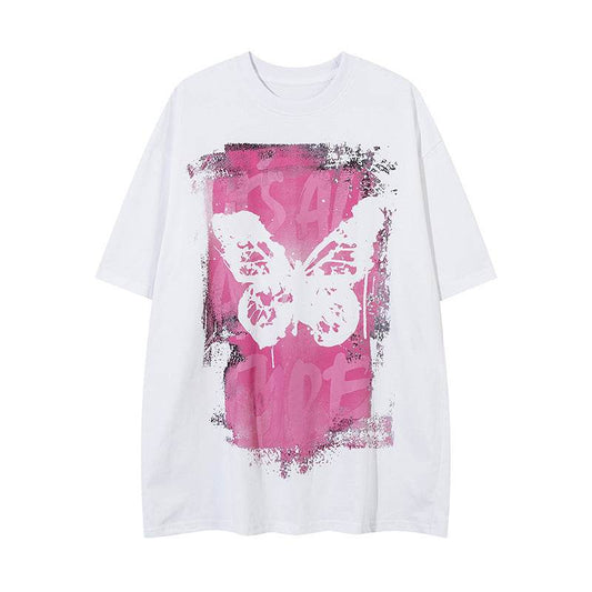 Butterfly Abstract Short-sleeved T-shirt Loose For Women MuddyStock