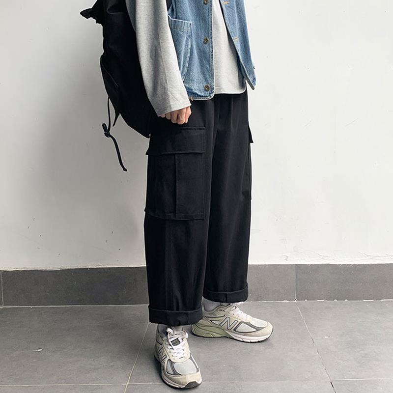 Loose Straight Casual Wide-leg Boys Overalls Black