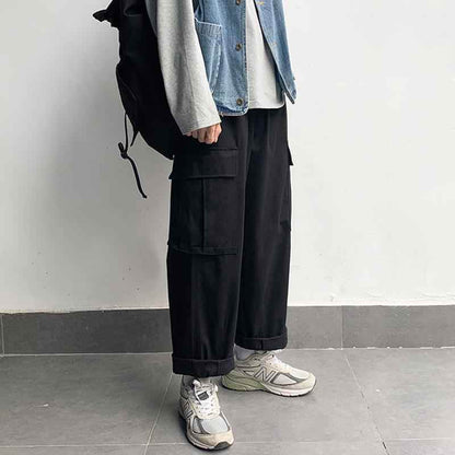 Loose Straight Casual Wide-leg Boys Overalls Black MuddyStock
