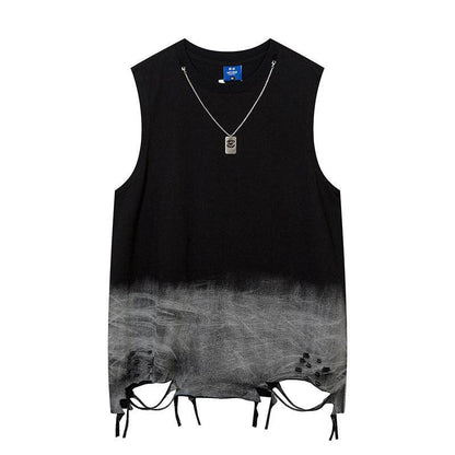 Gradient Ripped Necklace Vest For Men And Women MuddyStock