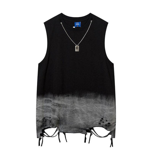 Gradient Ripped Necklace Vest For Men And Women MuddyStock