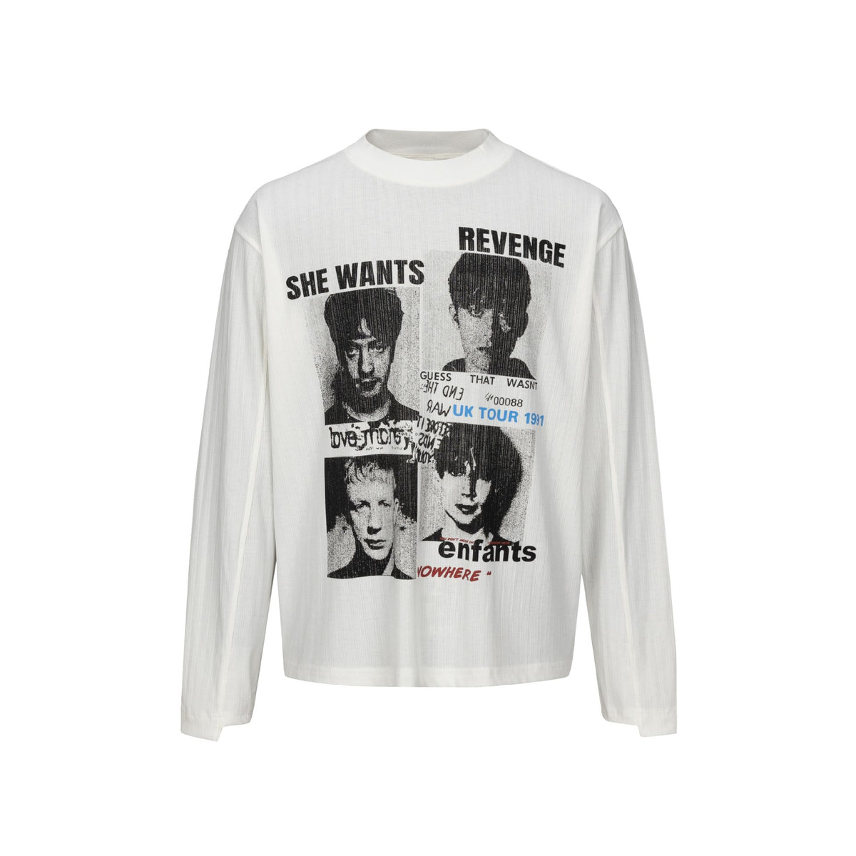 Long Sleeve Semi-High Neck Loose Fit T-Shirt Fort Men | MuddyStock Originals White