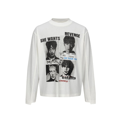 Long Sleeve Semi-High Neck Loose Fit T-Shirt Fort Men | MuddyStock Originals White