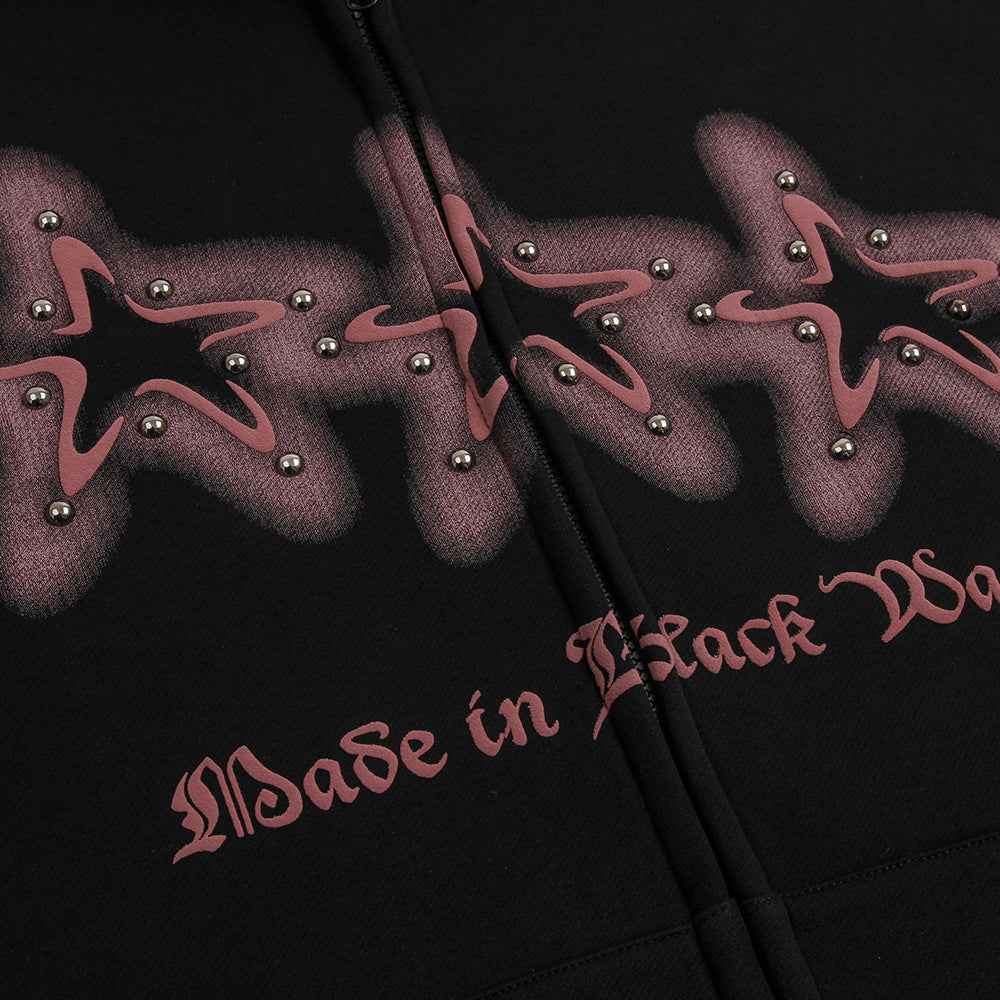 High Street Niche Five-pointed Star Brushed Hoodie For Women MuddyStock