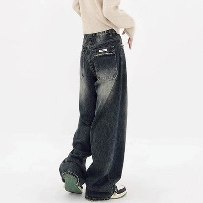 High Waist Wide Leg Jeans Large Size Women MuddyStock