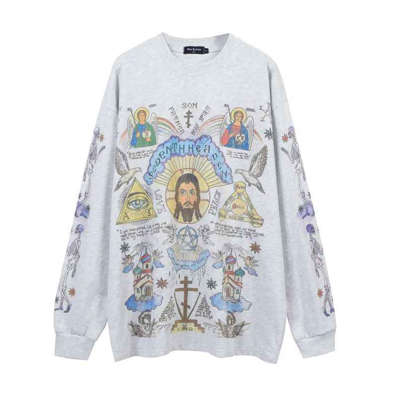 Washed-out Vintage Retro Style Sweatshirt For Men null