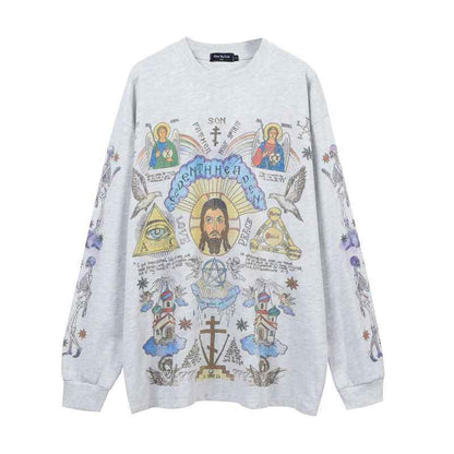 Washed-out Vintage Retro Style Sweatshirt For Men null