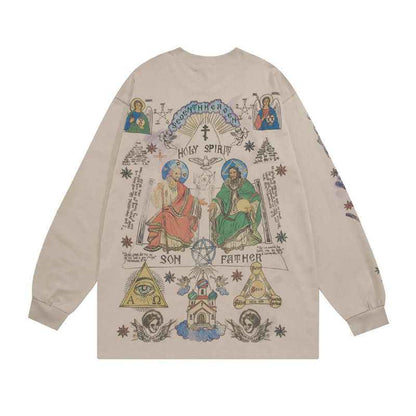 Washed-out Vintage Retro Style Sweatshirt For Men null