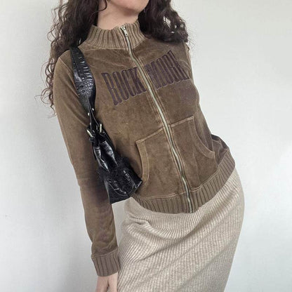 Retro Brown Velvet Sweater Top MuddyStock