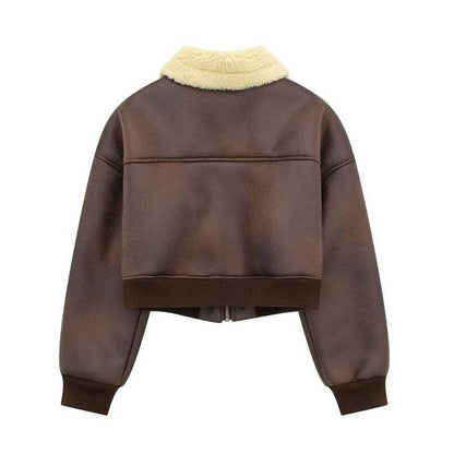 Thickened Lapel Double-sided Pilot Short Jacket For Women MuddyStock