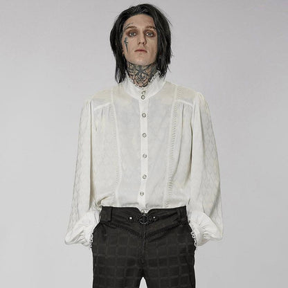 Men's Retro Noble Dress Stand Collar Long Sleeve Shirt