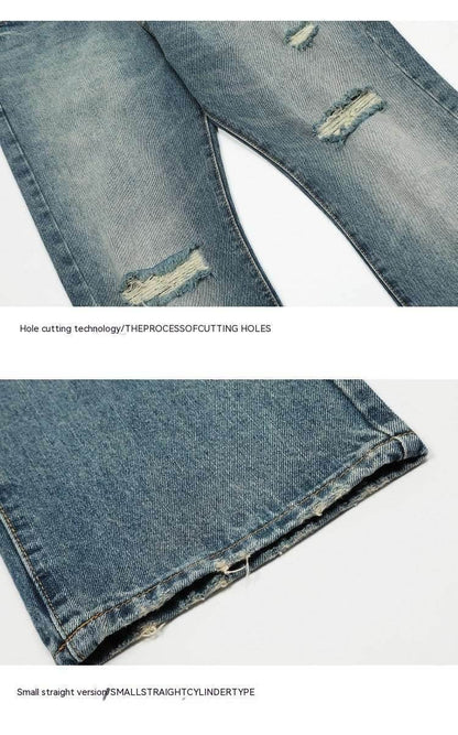 American Style Loose Men's And Women's Ripped Jeans MuddyStock