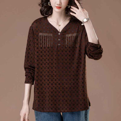 V-neck long sleeved T-shirt for women