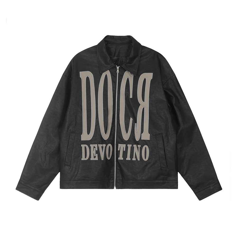 Men's Punk PU Leather Motorcycle Jacket Black MuddyStock