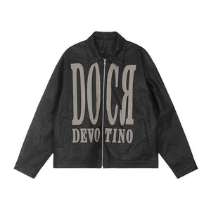 Men's Punk PU Leather Motorcycle Jacket Black