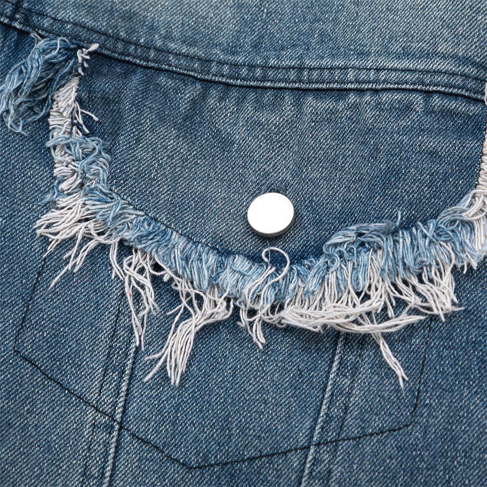 European And American Style Stitching PU Leather Sleeve Denim Jacket For Women null
