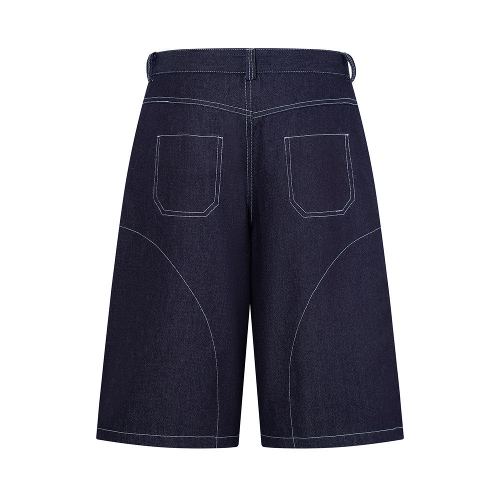 Five pointed star bright line denim shorts