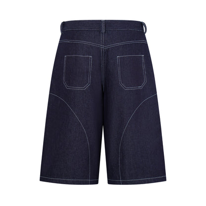Five pointed star bright line denim shorts