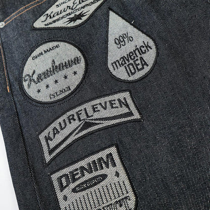 Patchwork wide leg denim pants for men | MuddyStock Originals