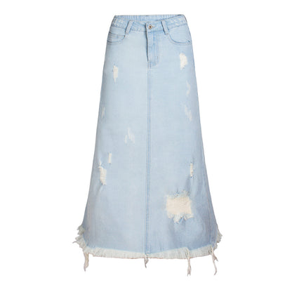 High waist denim skirt for women Light blue All Products