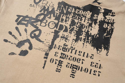 Palm Print Abstract Printing Short Sleeve T-shirt For Men MuddyStock