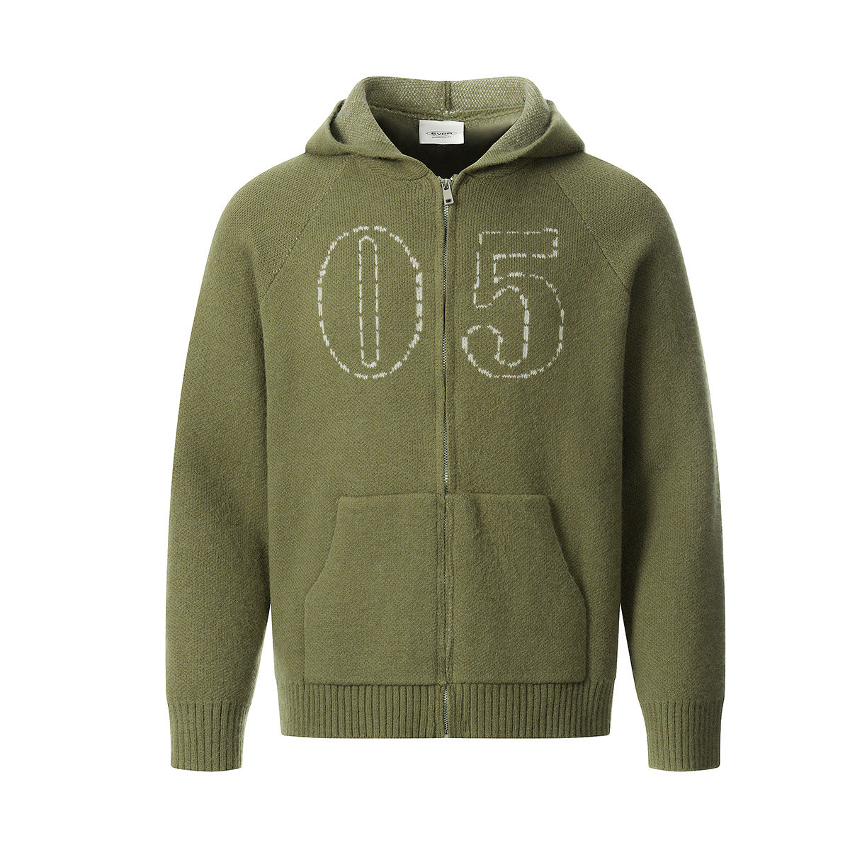 Knitted sweater with zipper jacket and jacquard design