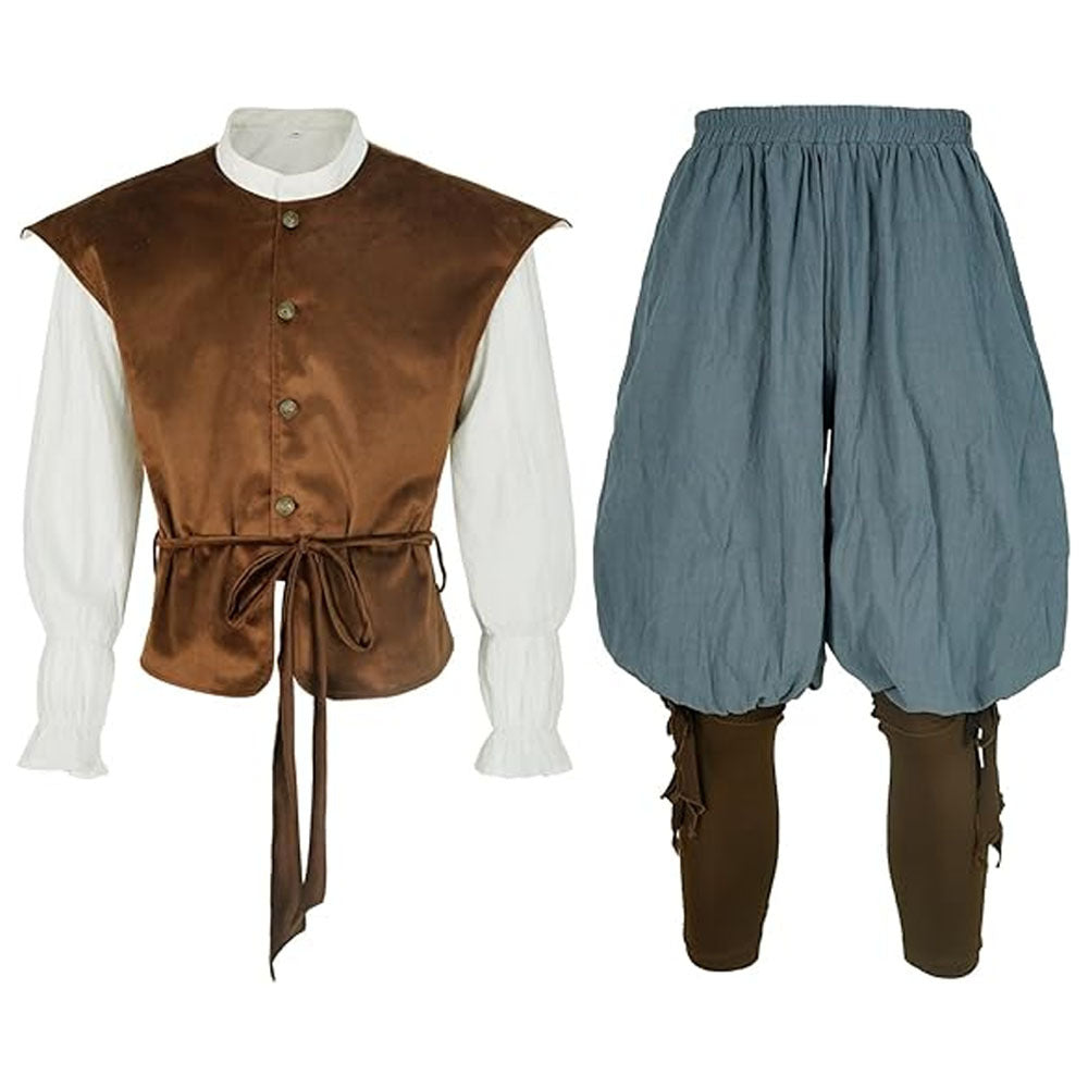 Retro Medieval Renaissance Pirate Viking Halloween Costume Vintage Viking Set Brown
