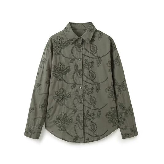 Simple and versatile loose embroidered shirt for women | MuddyStock Originals MuddyStock