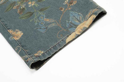 Men's Printed Niche Loose Wide Leg Denim Trousers MuddyStock