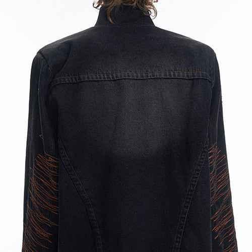 Hand-painted Snake Pattern Denim Coat For Men null