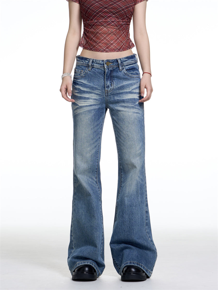 American-style Retro Washed Skinny Jeans For Women Washed Blue