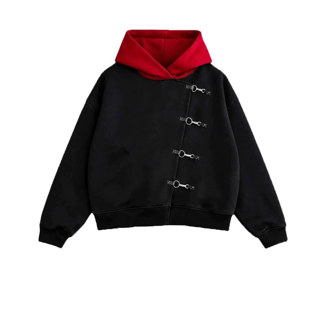 Dark Aesthetic Color Block Hoodie For Men All Products